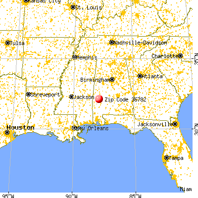 Nanafalia, AL (36782) map from a distance