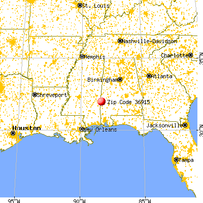 Needham, AL (36915) map from a distance