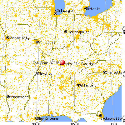 Hendersonville, TN (37075) map from a distance