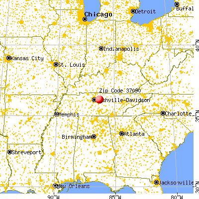 Lebanon, TN (37090) map from a distance