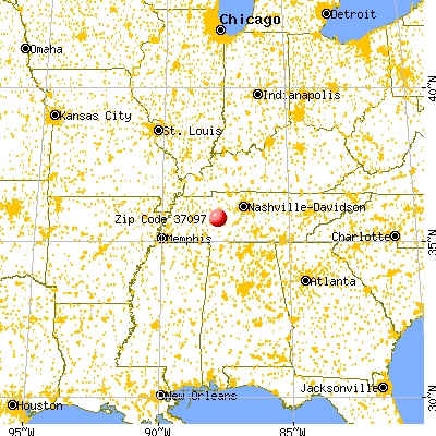 Lobelville, TN (37097) map from a distance