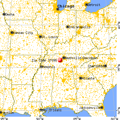 Bon Aqua Junction, TN (37098) map from a distance