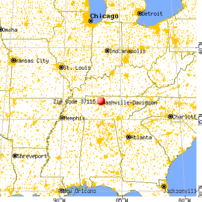 Nashville-Davidson, TN (37115) map from a distance