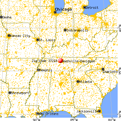 Nashville-Davidson, TN (37218) map from a distance