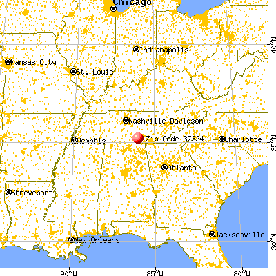 Decherd, TN (37324) map from a distance