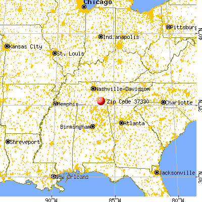 Estill Springs, TN (37330) map from a distance