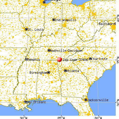 Chattanooga, TN (37406) map from a distance