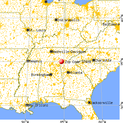 Chattanooga, TN (37409) map from a distance