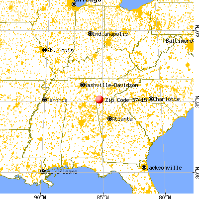 Chattanooga, TN (37415) map from a distance