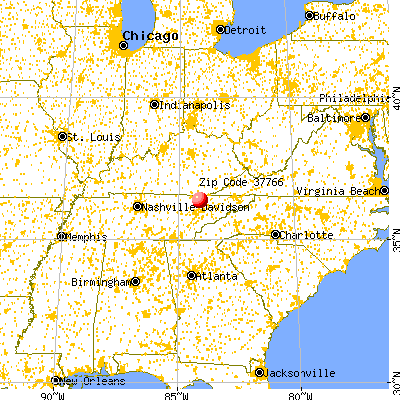 La Follette, TN (37766) map from a distance