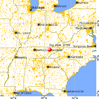 Lake City, TN (37769) map from a distance