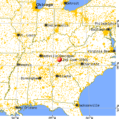 Maryville, TN (37801) map from a distance