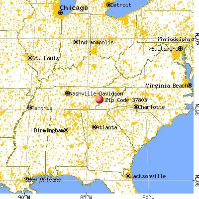 Maryville, TN (37803) map from a distance