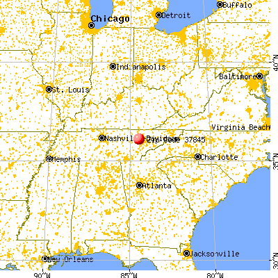 Petros, TN (37845) map from a distance