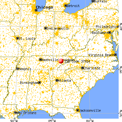 Knoxville, TN (37914) map from a distance