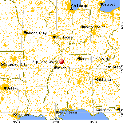 Maury City, TN (38050) map from a distance