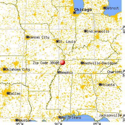 Ridgely, TN (38080) map from a distance