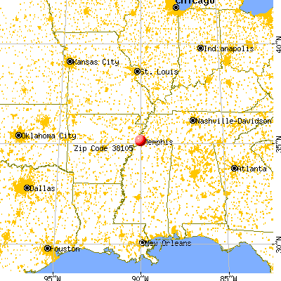 Memphis, TN (38105) map from a distance