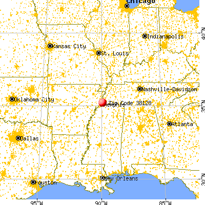 Memphis, TN (38128) map from a distance