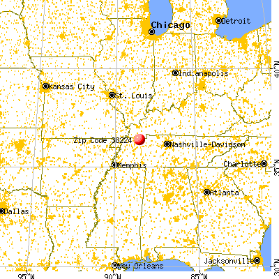 Cottage Grove, TN (38224) map from a distance