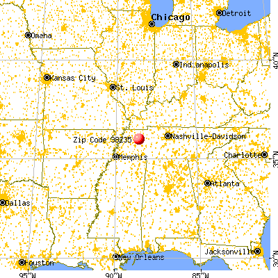 McLemoresville, TN (38235) map from a distance