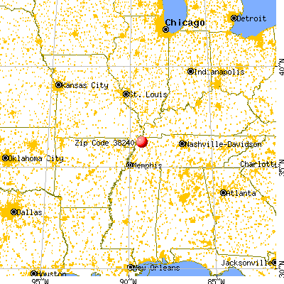 Obion, TN (38240) map from a distance