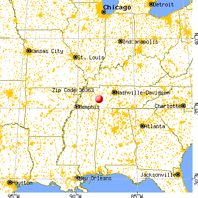 Parsons, TN (38363) map from a distance