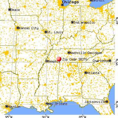 Saltillo, TN (38370) map from a distance