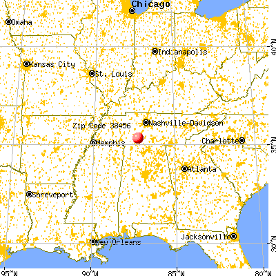 Ethridge, TN (38456) map from a distance