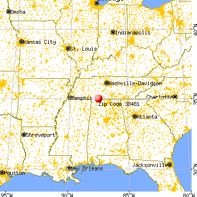 St. Joseph, TN (38481) map from a distance