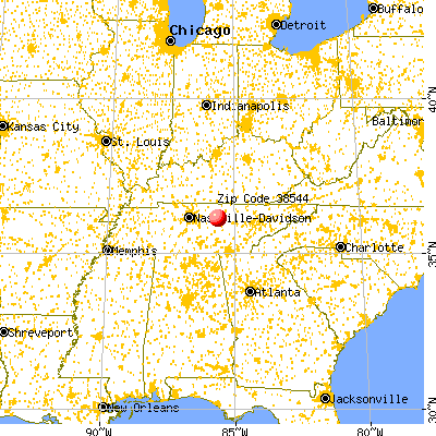 Baxter, TN (38544) map from a distance