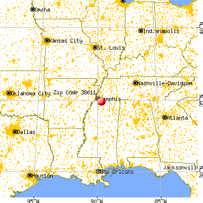 Byhalia, MS (38611) map from a distance