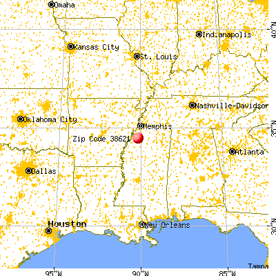 Crenshaw, MS (38621) map from a distance