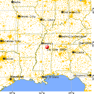 Myrtle, MS (38650) map from a distance