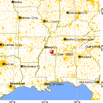 New Albany, MS (38652) map from a distance