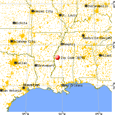 Indianola, MS (38751) map from a distance