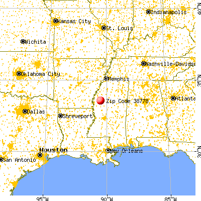 Sunflower, MS (38778) map from a distance