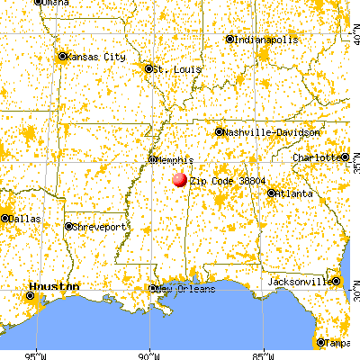 Tupelo, MS (38804) map from a distance