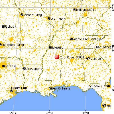 Houston, MS (38851) map from a distance