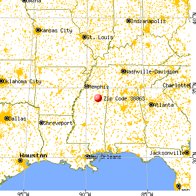 Pontotoc, MS (38863) map from a distance