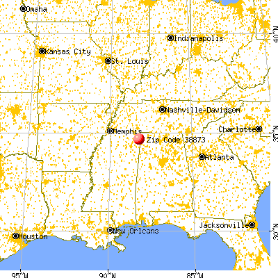 Paden, MS (38873) map from a distance