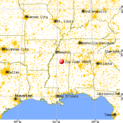 Bruce, MS (38915) map from a distance