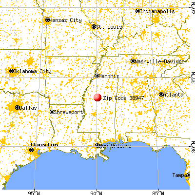North Carrollton, MS (38947) map from a distance