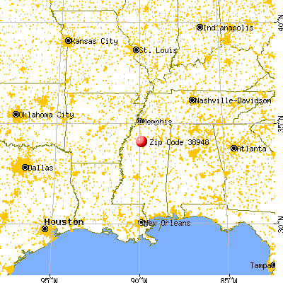 Oakland, MS (38948) map from a distance