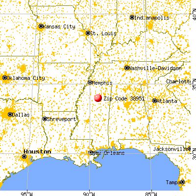 Pittsboro, MS (38951) map from a distance