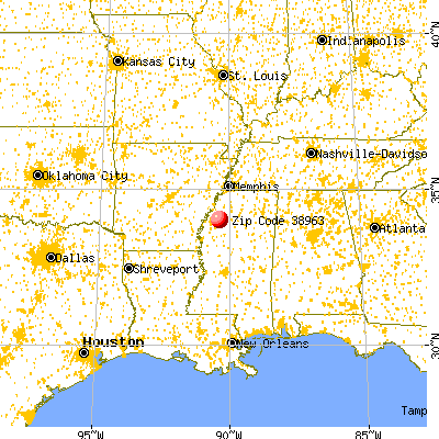 Tutwiler, MS (38963) map from a distance