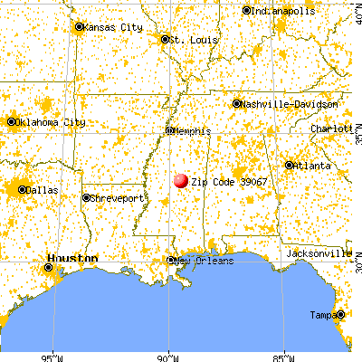 Ethel, MS (39067) map from a distance