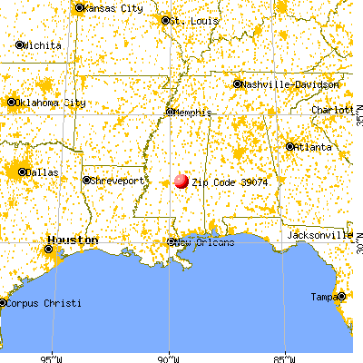 Forest, MS (39074) map from a distance