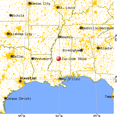 Madison, MS (39110) map from a distance