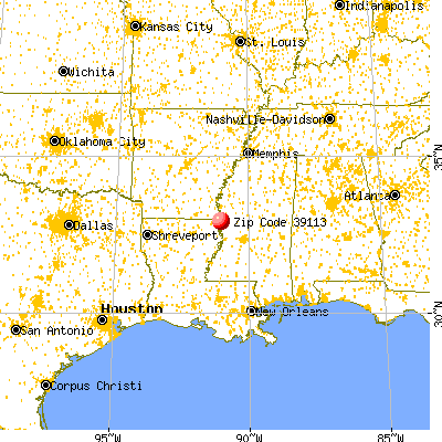 Mayersville, MS (39113) map from a distance